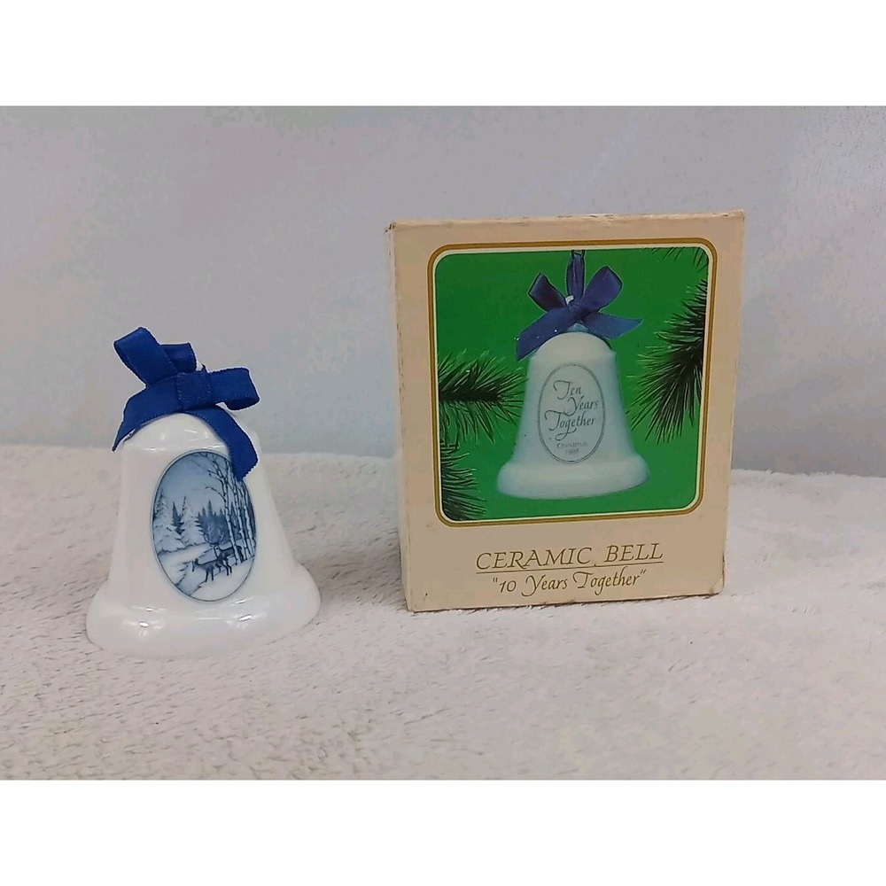 Vintage Hallmark Ceramic Bell Ornament 10‎ Years Together 1984 Christmas Bell
